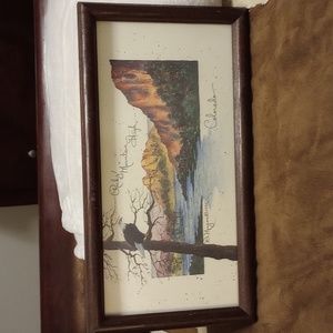 Vintage 1995 framed artwork Colorado scene